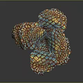 Artistic Sculptural Plant With Colorful Mosaic Pattern Leaves And Wooden Base