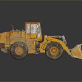 Yellow Construction Functional Vehicle With Front Loader Bucket And Large Tires 3d model