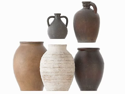 Ceramic Vessels Collection With Various Shapes Textured Surfaces And Earthy Tones 3d model