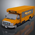 Vibrant Yellow Bus Featuring Master Plan Branding and Side Window Design 3d model