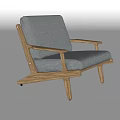 Modern Minimalist Single Seater Sofa With Gray Fabric Upholstery And Wooden Frame