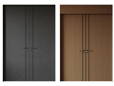 Modern Double Doors with Dark and Wooden Finish in Sleek Design 3d model