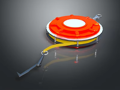 Portable Retractable Tape Measure With Orange Case Yellow Tape And Metal Hook 3d model