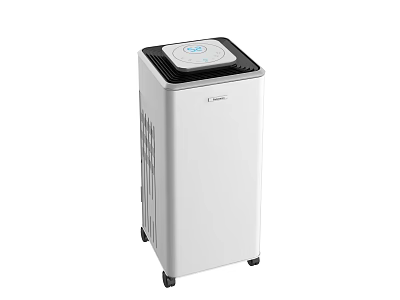 White Portable Household Electrical Appliance Air Conditioner With Digital Display And Wheels 3d model