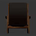 Single Sofa With Dark Leather Upholstery Wooden Frame Armrests And Modern Design