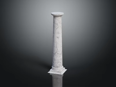 Elegant White Marble Column With Carved Surface Details And Classic Base Structure 3d model