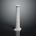 Elegant White Marble Column With Carved Surface Details And Classic Base Structure 3d model