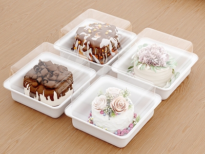 Cake Dessert Transparent Box Sandwich 3d model