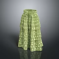 Green Layered Skirt With White Patterns And Waist Tie Fashionable Women's Clothing For Casual Wear