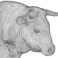 Silver Bull 3D Rendered Metallic Sculpture With Detailed Texture And Realistic Form