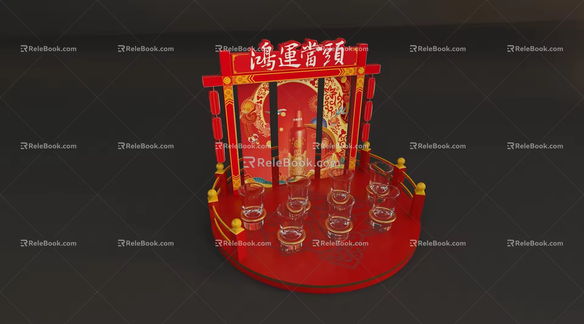 wine tray drinking table wine display tray wine dispenser 3d model