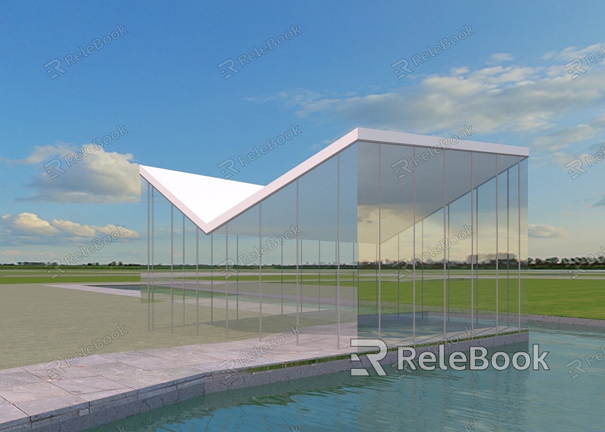 Public glass pavilion model