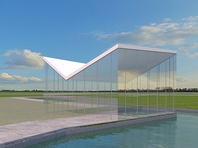 Public glass pavilion model