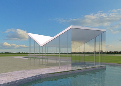 Public glass pavilion 3d model