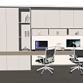 Modern Study Desk and Chair Combination Laptop Desktop Computer 3d model