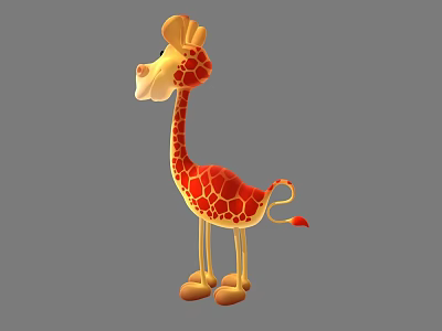 Colorful Reptile 3D Character Design With Long Neck And Spotted Pattern 3d model