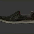 Slip On Dark Green Leather Casual Shoes With Red Interior And White Sole Stitching Design