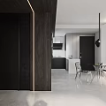 Modern Dining Room Interior With Round Pendant Light Metal Table And Clear Chair