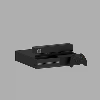 Modern Black Home Entertainment Electronics Game Console System With Sensor And Wireless Controller 3d model