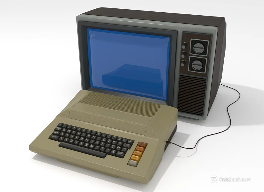 Vintage Computer System With Retro CRT Monitor Beige Keyboard And Classic Design 3d model 