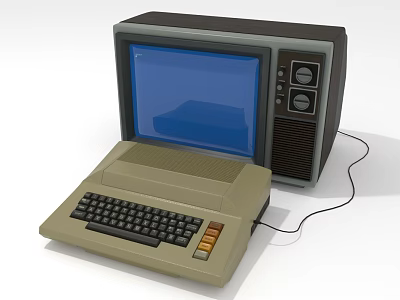 Vintage Computer System With Retro CRT Monitor Beige Keyboard And Classic Design 3d model