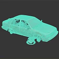 Abandoned Rusty Old Car With Damaged Body Faded Paint And Flat Tire