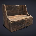 Vintage Wooden Storage Box With Aged Surface And Metal Handle