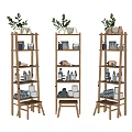 Bamboo Bathroom Cabinet Shelves with Multiple Shelves Decorative Plants Bottles and Jars