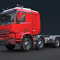 Red Heavy Duty Functional Truck With Modern Cab And Multiple Wheels 3d model