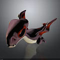 Purple Dragon Character 3D Model with Red Eyes Red Wings and Light Colored Body