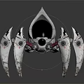 Futuristic Mechanical Spider Creature With Metallic Legs Black Orb Body And Red Details