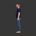 Man Wearing Marvel T shirt With Skull Graphic Blue Jeans And Sandals