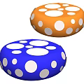 Colorful Coffee Table Design With Orange Blue Polka Dots And Round Shape