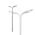 Modern Outdoor Street Lights with Curved Design and Multiple Light Panels on Metal Poles