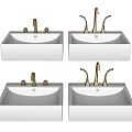 Modern White Washbasins Featuring Different Faucet Styles For Bathroom Use