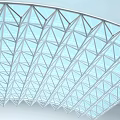 Metal Canopy With Geometric Grid Frame Curved Top And Transparent Panel Design 3d model