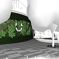 Modern Sales Office Building With Green Roof Large Glass Windows And Landscaped Central Plaza