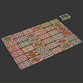 Colorful Domino Tiles Arranged Neatly With Storage Box And Number Patterns On Black Surface