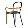 Modern Minimalist Single Chair Design With Wooden Frame Black Metal Legs And Leather Seat