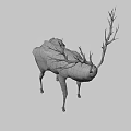 Game Movie Character Blue Deer With Large Antlers And Fantasy Design