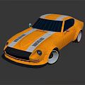 Vintage Yellow Sports Car With White Stripes And Sleek Body Design