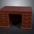 Classic Wooden Writing Desk With Multiple Storage Drawers And Smooth Surface