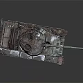 Rusty Military Tank With Weathered Armor Long Cannon And Track Details