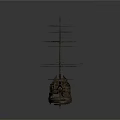 Antique Wooden Sailing Ship Water Vessel with Multiple Masts and Classic Hull Design
