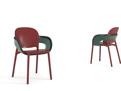 Modern Leisure Chair With Red Frame And Green Armrests For Indoor Living Room Use 3d model