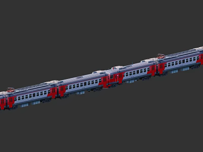 Long Modern Train With Silver Red Carriages And Passenger Windows Design 3d model