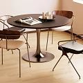 Modern Round Dining Table And Chairs Set With Metal Legs Books And Candles