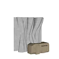 Reception Background Wall With Silver Metallic Wavy Texture And Wooden Desk 3d model