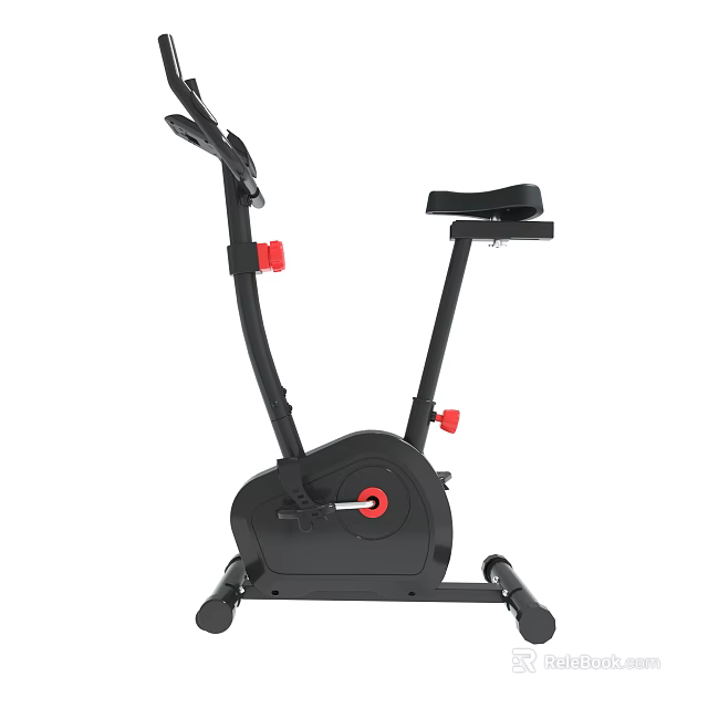 Indoor Exercise Bike With Black Frame Red Accents And Adjustable Seat 3d model 