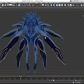 Game Movie Character With Mechanical Winged Metallic Armor And Red Glowing Accents